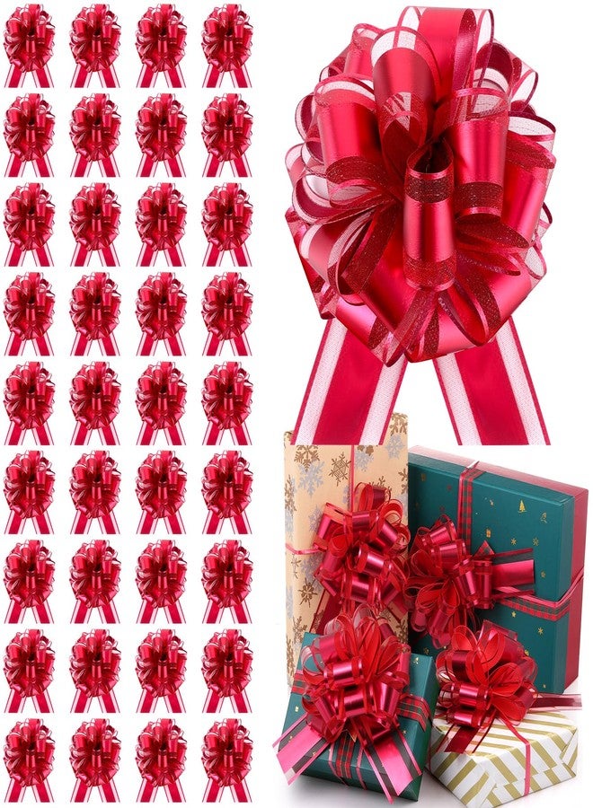 Poen 36 Pcs Valentine Day Pull Bows for Gift Wrapping 6 Inch Large Ribbon Gifts Baskets Bows for Holiday DIY Crafts Wedding Bouquet Holiday Birthday Anniversary Party Decoration(Classic,Red) - Image 1